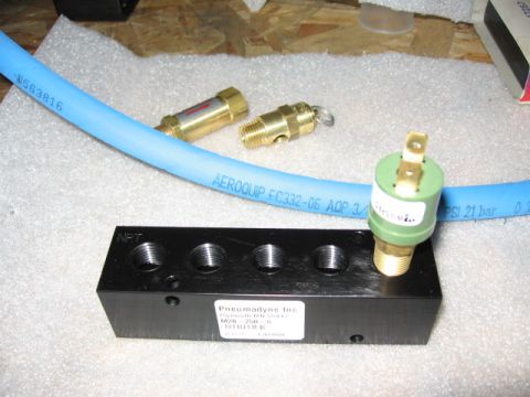 1995 Ford Bronco - Blue hose for high temp output, and manifold, pressure switch, 1 way valve, and blow off.