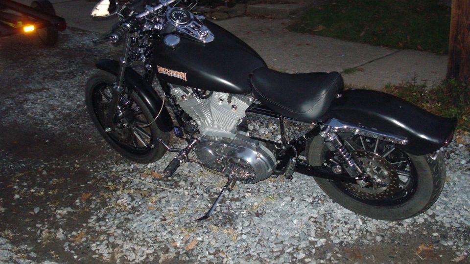 Black Harley-Davidson motorcycle, side view