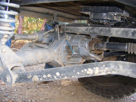 1992 Jeep YJ - Close-up of the rear axle assembly, showing the differential and suspension linkages.