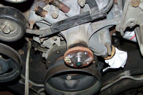 1996 Ford Bronco - The beginning of the timing cover repair job.