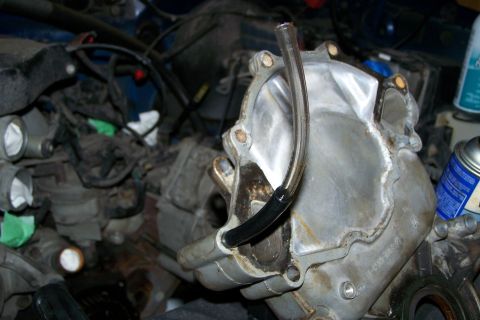 1996 Ford Bronco - This was the tube I rigged to hold Kroil penetrant oil all day while the cover was still stuck in place.