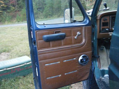 1981 Ford E350 - Interior view of a 1981 Ford E350 van, focusing on the driver's side door panel and dashboard.