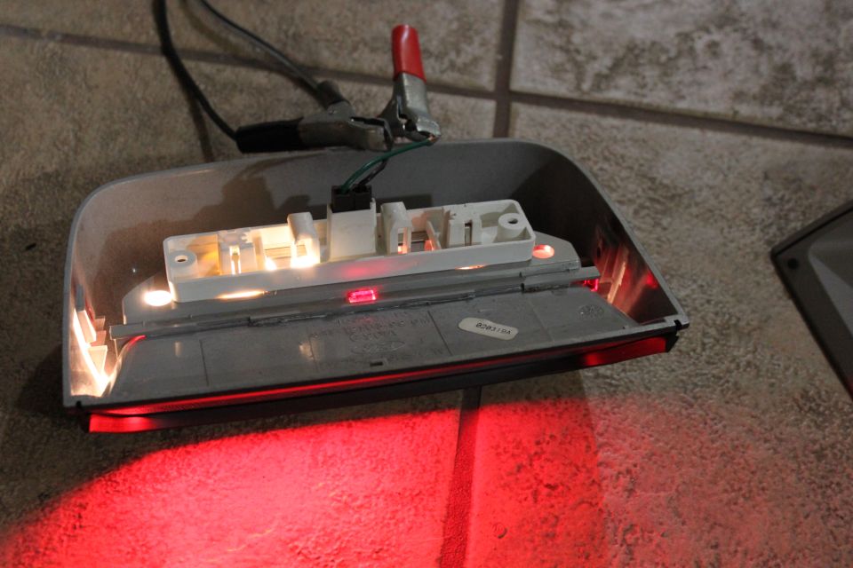 This is from my 2003 parts car, it was used to test gutting a Ford OEM CHMSL and replacing it with a Federal Signal LEDs. 

*one blub is burnt out