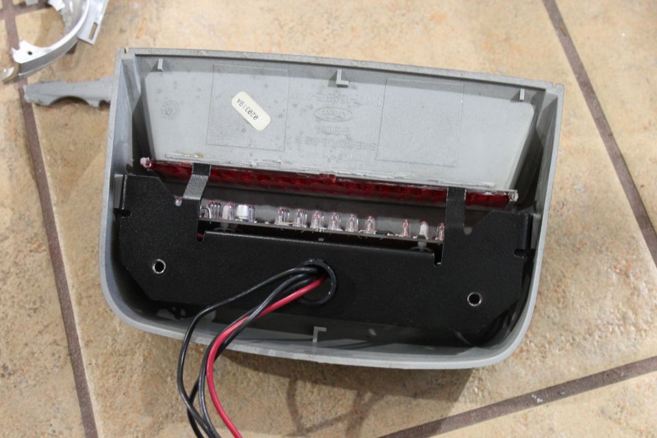 Ford OEM CHMSL with red lens replaced with Federal Signal Blue LEDs