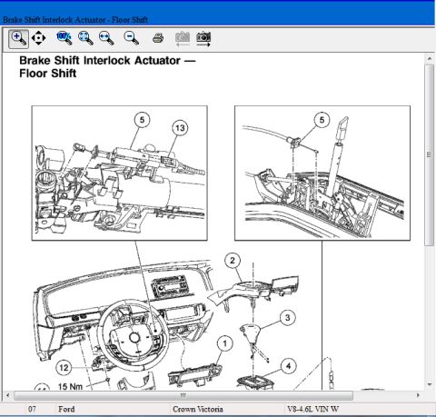 2007 Ford Crown Victoria - parts needed: 5w7z-3530-ayf filler trim (med. stone) 6w1z-3f719-a 05 interlock cable 7w7z-3c529-a 05 steering column From: 06/19/2006 To: 0…