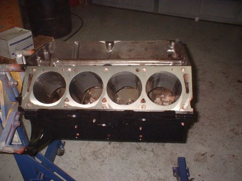 1964 Ford Galaxie - This is a close-up view of an engine block, showing the cylinder bores.