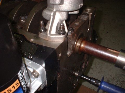 1964 Ford Galaxie - Close-up view of internal engine components, including the oil pump and crankshaft.