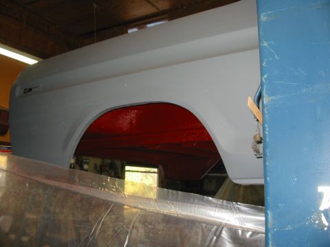 1978 Ford Bronco - Stage 6 New rear quarter panel primed and ready for paint, the rest of the body used a gallon of primer to finish. 31