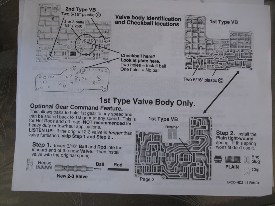 Transmission valve body identification and checkball location service instructions with figures