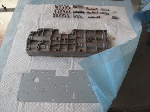 1995 Ford Bronco - Disassembled transmission valve body and springs are ready for service.