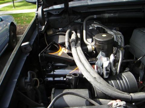 1995 Ford Bronco - Close-up view of the engine bay, showing various components and hoses. Text from a watermark is visible at the bottom.