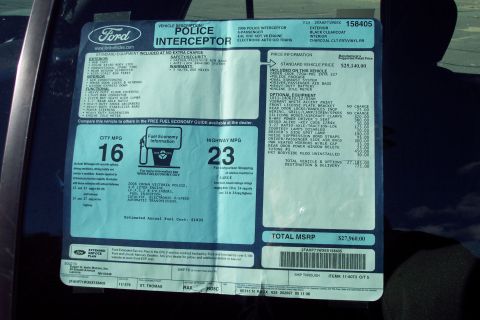 2001 Ford Crown Victoria - This window sticker details a 2006 Ford Crown Victoria Police Interceptor, not a 2001 model.