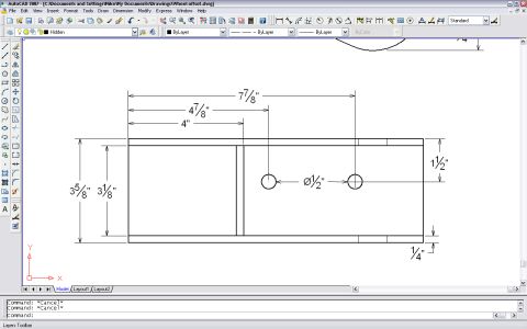 1995 Ford Bronco - Dimensioned AutoCAD blueprint of a rectangular plate showing overall length, height and hole locations.