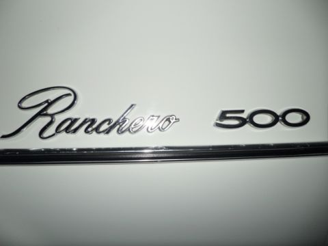 1973 Ford Ranchero - A close-up view of the 'Ranchero 500' emblem, indicating a specific trim level.