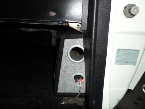 1973 Ford Ranchero - Custom speaker enclosure with wiring, likely an aftermarket addition to the vehicle's interior.