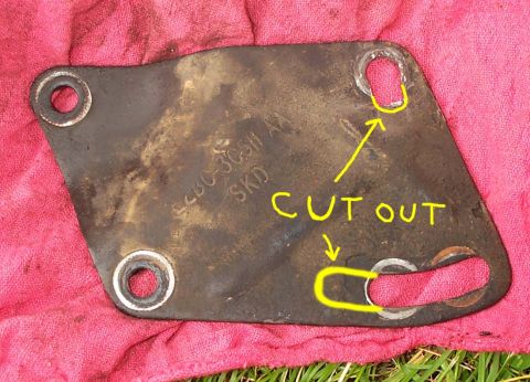 1986 Ford Bronco - How the Stock Bracket needs to be modified.