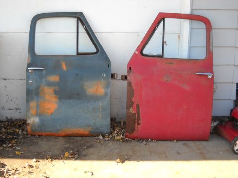 1954 Ford F-100 - 11-02-2010: Last picture for the day. Here are the doors I've got for it. They both need some metal work but aren't too horrible.