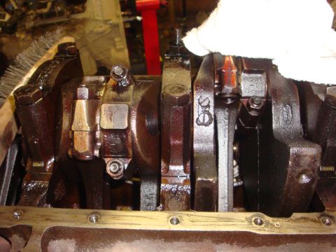1989 Ford Bronco - Close-up view of the internal engine components, including the crankshaft and connecting rods.