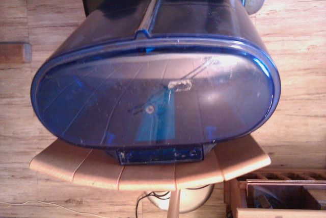 Blue police light bar with clear lens