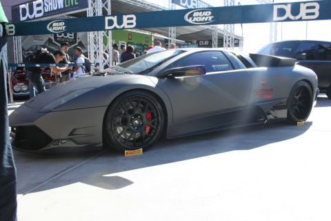 1998 Ford Crown Victoria - Photograph of a Lamborghini Murcielago on display at a car show; not a technical document.