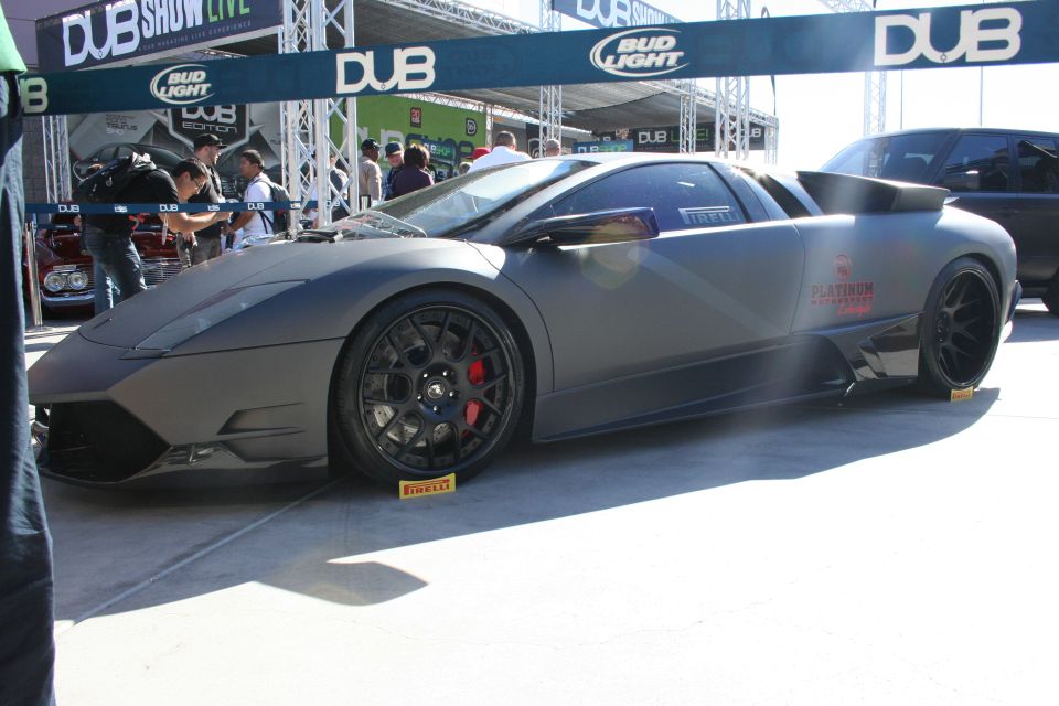 Matte gray Lamborghini Murcielago at a DUB Show Live event