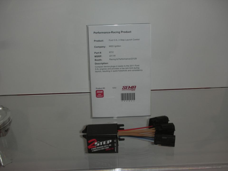 2-Step launch control module with wiring harness below a SEMA product card