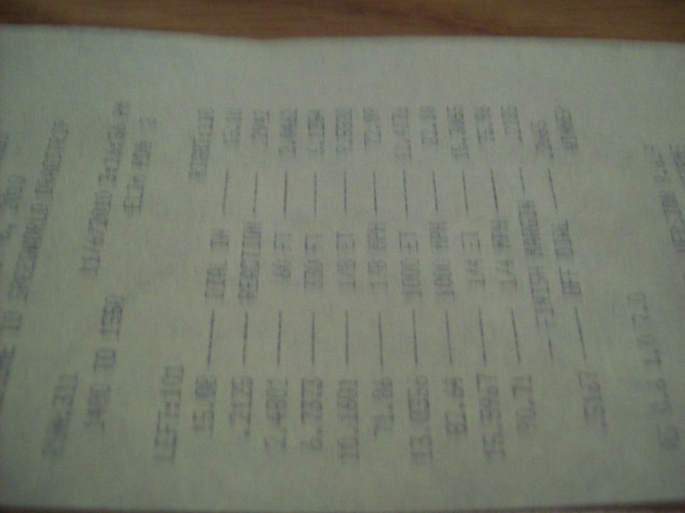 Document with racing data, including times and speeds