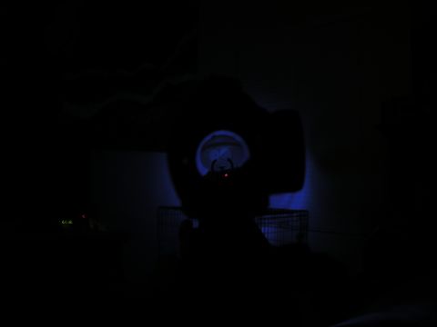 1996 Ford Bronco - View through an optical sight, showing the reticle illuminated in blue.