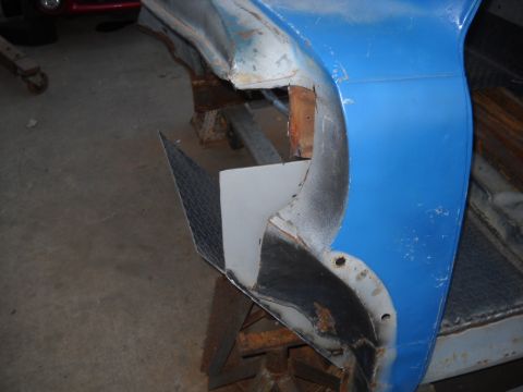 1954 Ford F-100 - 11-09-2010: Today I started by cutting out more of the original firewall, my old firewall recess and the hood hinge mounting area.