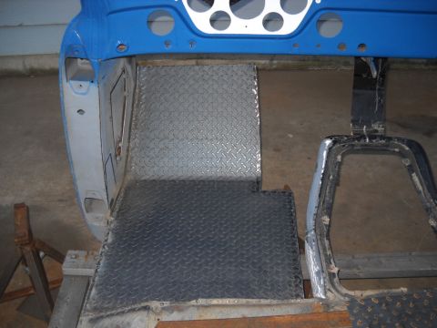 1954 Ford F-100 - 11-09-2010: Then I made a template of the driver side kick panel plate so I'll be able to match it on the passenger side. Then I pulled out…