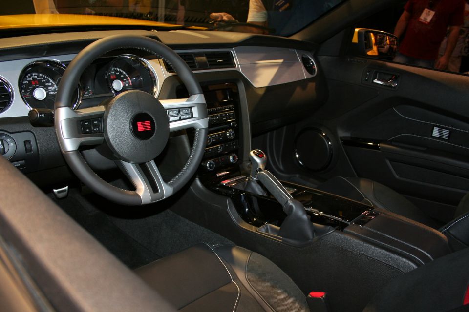 Mustang interior dashboard, steering wheel and center console