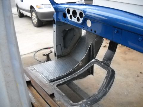 1954 Ford F-100 - 11-10-2010: The part of my transmission tunnel panel that is sticking up above the existing transmission tunnel piece is going to be trimme…