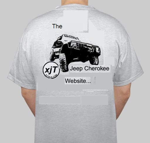 Graphic of a Jeep Cherokee on a t-shirt, front 3/4 view