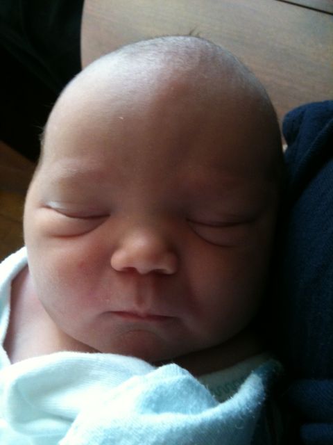 2000 Ford E350 - A close-up shot captures a newborn baby peacefully sleeping, swaddled in light blue fabric.