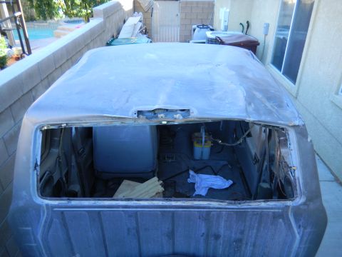1997 Ford Ranger - This Ford Ranger appears to be undergoing some work, with its rear window removed and interior exposed.