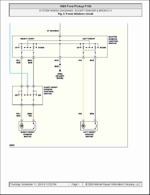 1986 Ford Bronco - Wiring disgram for the passenger side switch.