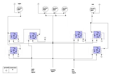 1989 Ford Bronco - This is a schematic diagram illustrating a lighting circuit with multiple relays and marker lights. The diagram includes labels for various…