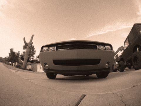 2010 Dodge Challenger - A Dodge Challenger is parked on a street, with a cactus and another vehicle visible in the background.