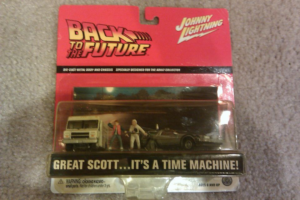 Back to the Future Johnny Lightning toy set with DeLorean and truck