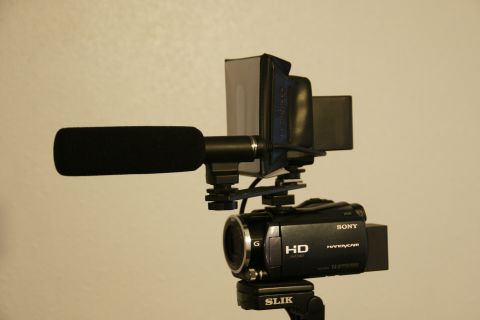 1993 Ford Taurus - Camcorder setup with microphone and sunshade mounted on a tripod.
