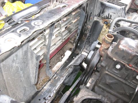 1981 Ford Bronco - Radiator unbolted and taken out.