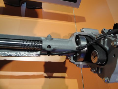 1993 Ford Taurus - Close-up of a steering rack and pinion mechanism, likely from a display.