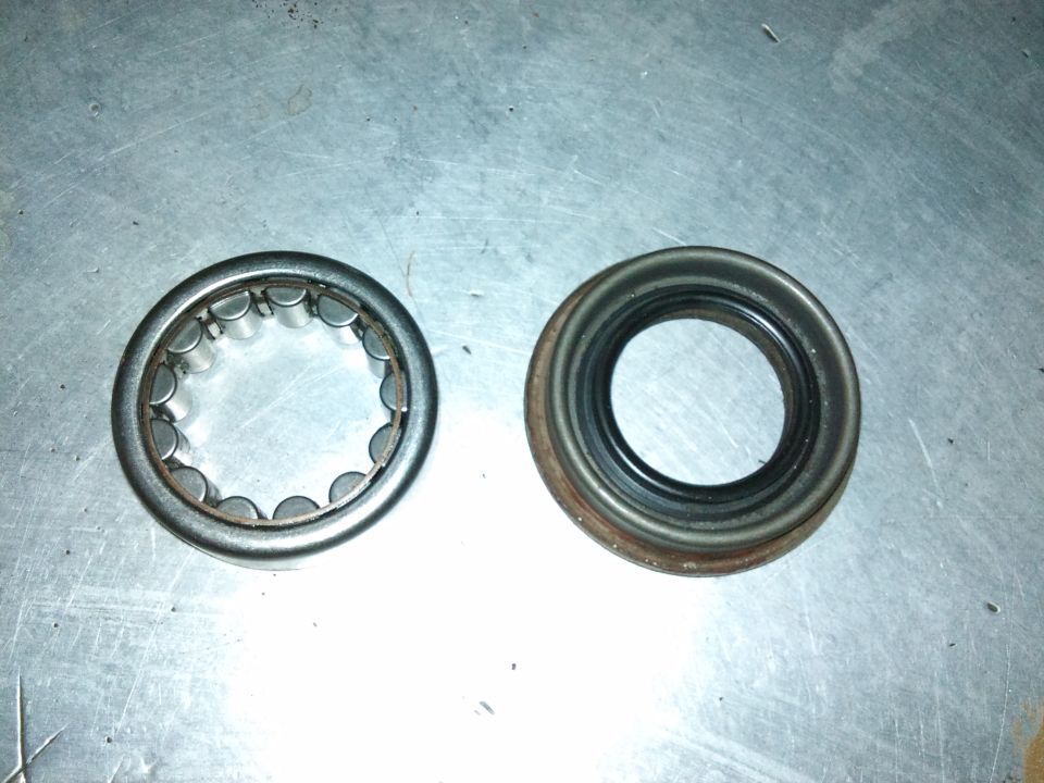 axle bearing and seal on metal surface
