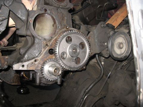 1981 Ford Bronco - The new cam is in place. Double and triple checked to be sure the timing marks were lined up. Last thing I want to do is repeat the whole j…