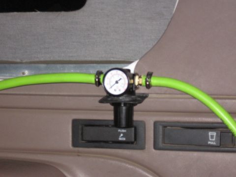 1995 Ford Bronco - no psi now, but it's regulated to about 90-95psi and then comes out and back to the floor behind the drivers seat.