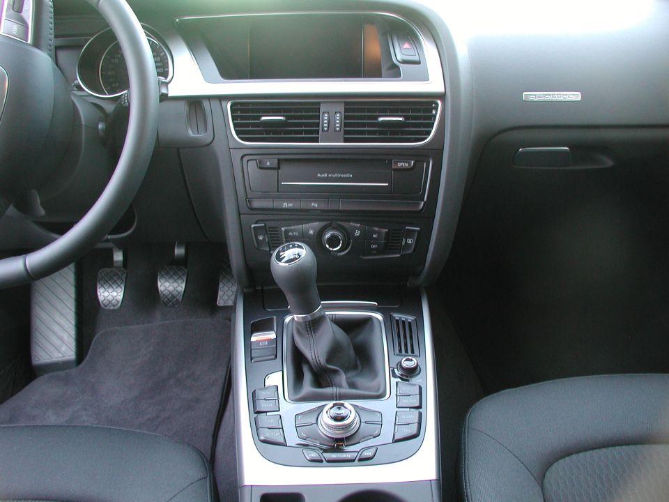 Audi center console with manual shifter, quattro plate and MMI controls