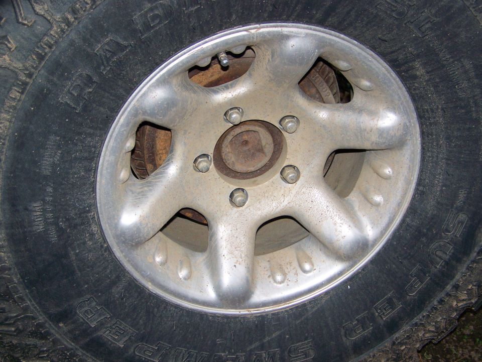Close-up of a vehicle's wheel and tire. The tire has 'SUPER' visible on the sidewall