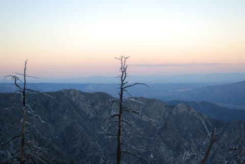 1996 Ford Bronco - Mountain landscape with dead trees and a colorful sunset sky.