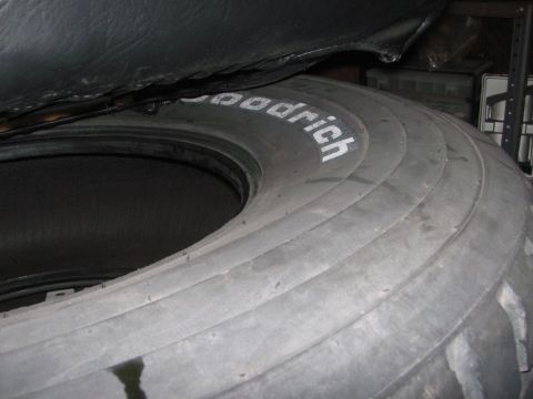 1968 Ford Mustang - Close-up of a BFGoodrich tire, showing white lettering on the sidewall.