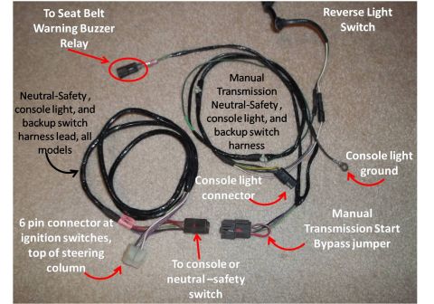 1972 Ford Ranchero - Diagram of a vehicle wiring harness, detailing connections for various switches and lights.